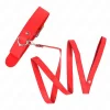 Red Adjustable Collar with Leash 116cm - Vegan Leather