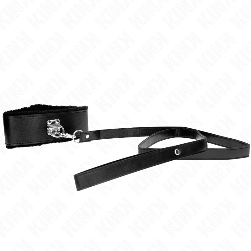 Adjustable Black Collar with Leash 116cm Silver Studs Model 4