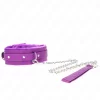 Collar & Leash Set Purple 36-42cm Adjustable Vegan Leather 65cm