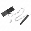 Collar & Leash Set Model 5 Adjustable Silver Studs 36-43cm Black