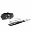 Adjustable Collar with Leash 65 cm Silver Buckles Black 33-46 cm