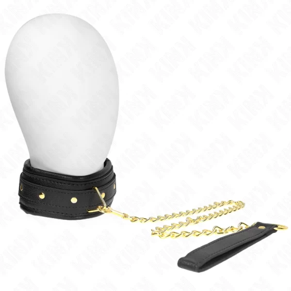 Adjustable Faux Leather Collar with Sponge Lining 37-54cm Black