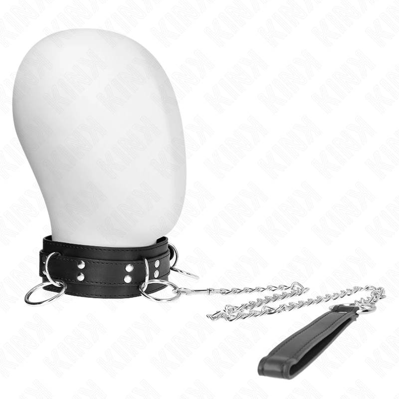 3-Ring Collar with Detachable Leash 80 cm - Adjustable Black Strap