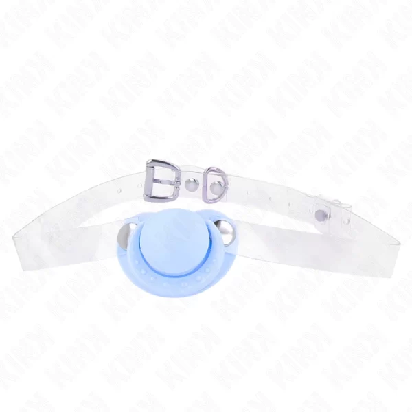 Light Blue Silicone Pacifier Gag Adjustable Strap 5.5x4cm 43-60cm