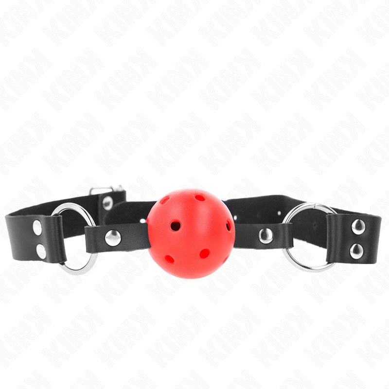 Breathable Ball Gag 4cm Double Rivet Adjustable Red 42-58cm