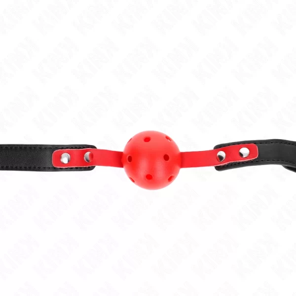 Red Hollow Silicone Ball Gag 4cm with Adjustable Black Strap 37-52cm