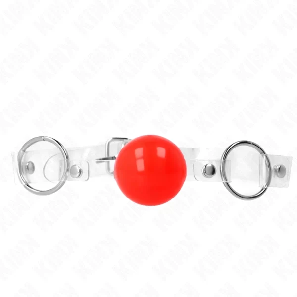 Adjustable 4cm Red Transparent PVC Ball Gag - Secure Comfort Fit