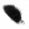 Stainless Steel Intimate Plug L 11x7cm with Black Synthetic Feather 11cm