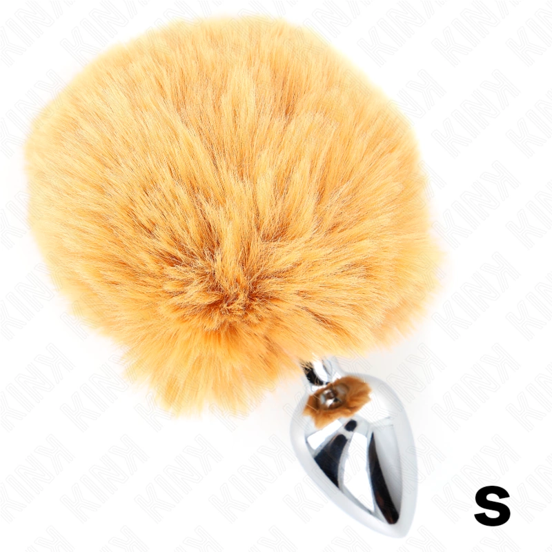 Steel Intimate Plug With Faux Rabbit Tail 7x3cm Beige 8cm Tail
