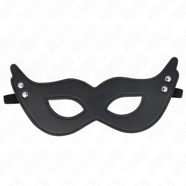 Leatherette Mask with Rivets Model 1 Black 26x8 cm