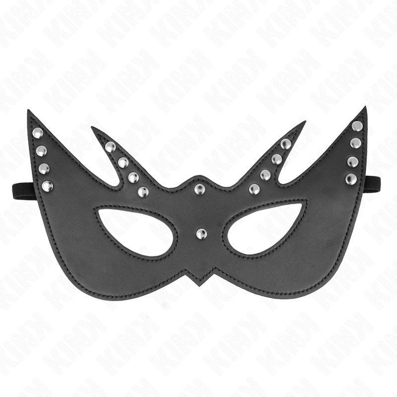 Bat Mask with Rivets 23x15cm - Black Faux Leather Adjustable