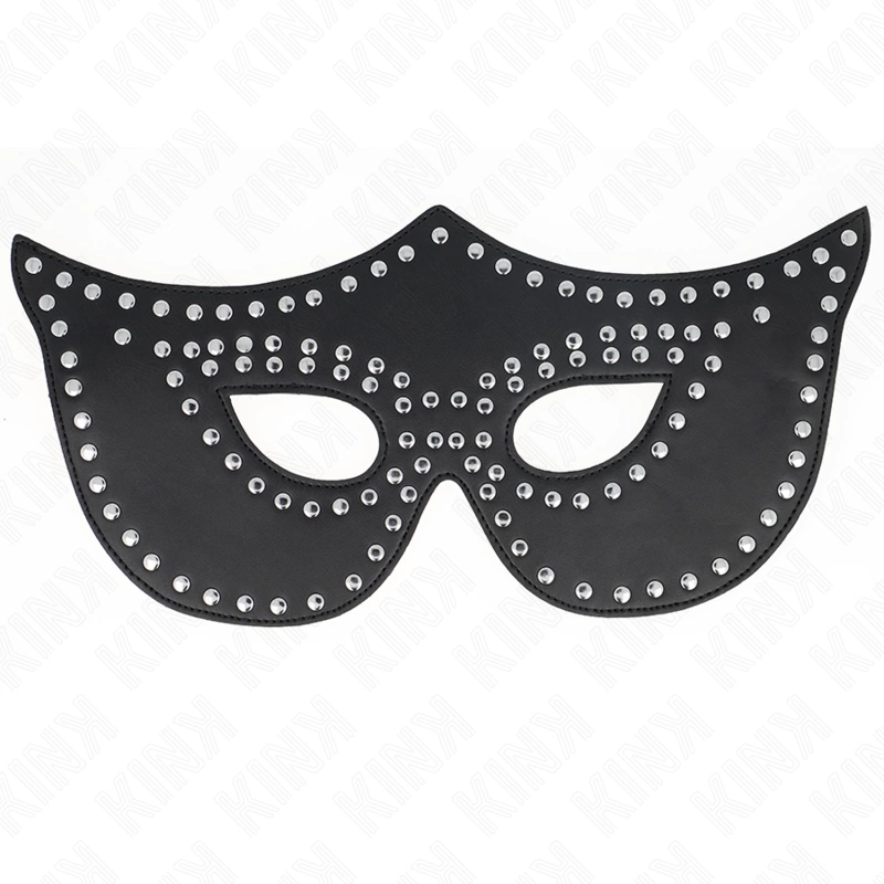 Leatherette Mask Model 2 with Rivets 30x12 cm - Adjustable Black