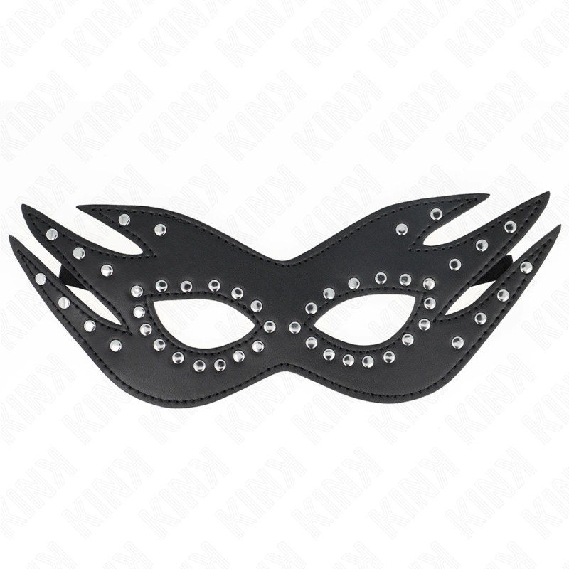 Leatherette Mask with Rivets Model 3 - Elegant Black 26x9.5 cm