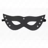 4 Rivets Eye Mask Black Vegan Leather 28x8 cm Adjustable Strap
