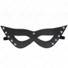 5 Rivets Eye Mask Black Vegan Leather 28x8cm Adjustable Strap