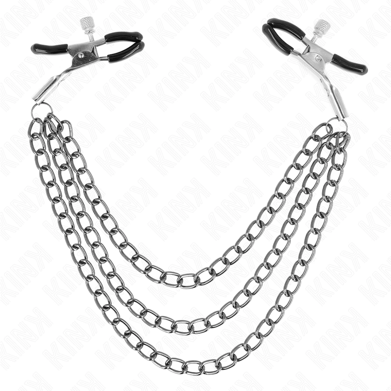 Adjustable Nipple Clamps with Triple Chains Black 20/23/28cm