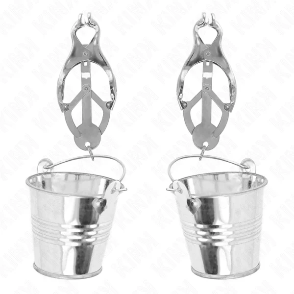 Japanese Clover Silver Nipple Clamps with Adjustable Buckets