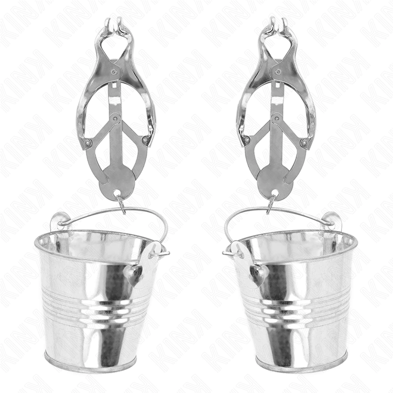 Japanese Clover Silver Nipple Clamps with Adjustable Buckets