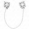Metal Flower Adjustable Nipple Clamps with Decorative Chain - Silver Finish