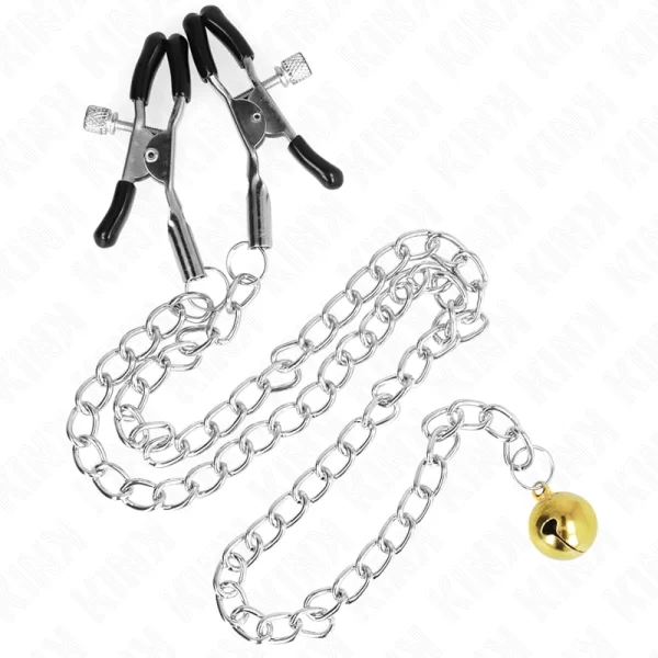 Chain Nipple Clamps with Bell 30 cm - Adjustable Metal Design