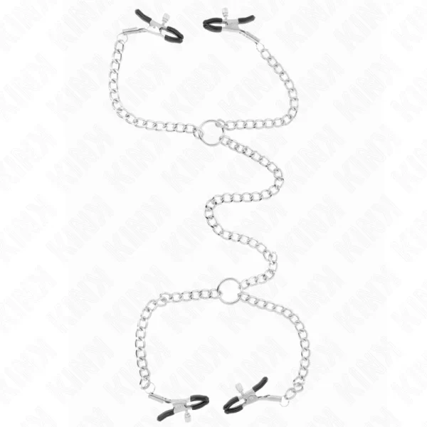 4-Chain Adjustable Nipple Clips with Decorative Chains 32cm