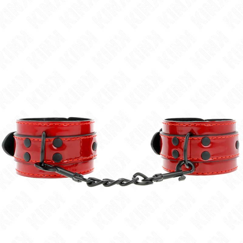 Dark Red Leather Wrist Cuffs 23x5 cm - Adjustable Comfort System