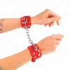 Adjustable Red Wristbands with Double Studded Lines - Leather Design - Anelma Adjustable Red Wristbands with Double Studded Lines - Leather Design