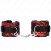 Velvet & Lace Wrist Restraints Red/Black 23x6.5cm Adjustable System
