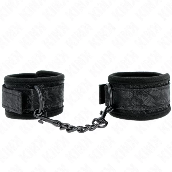 Dark Lace Neoprene Adjustable Wrist Cuffs Black 20-29cm x 5cm
