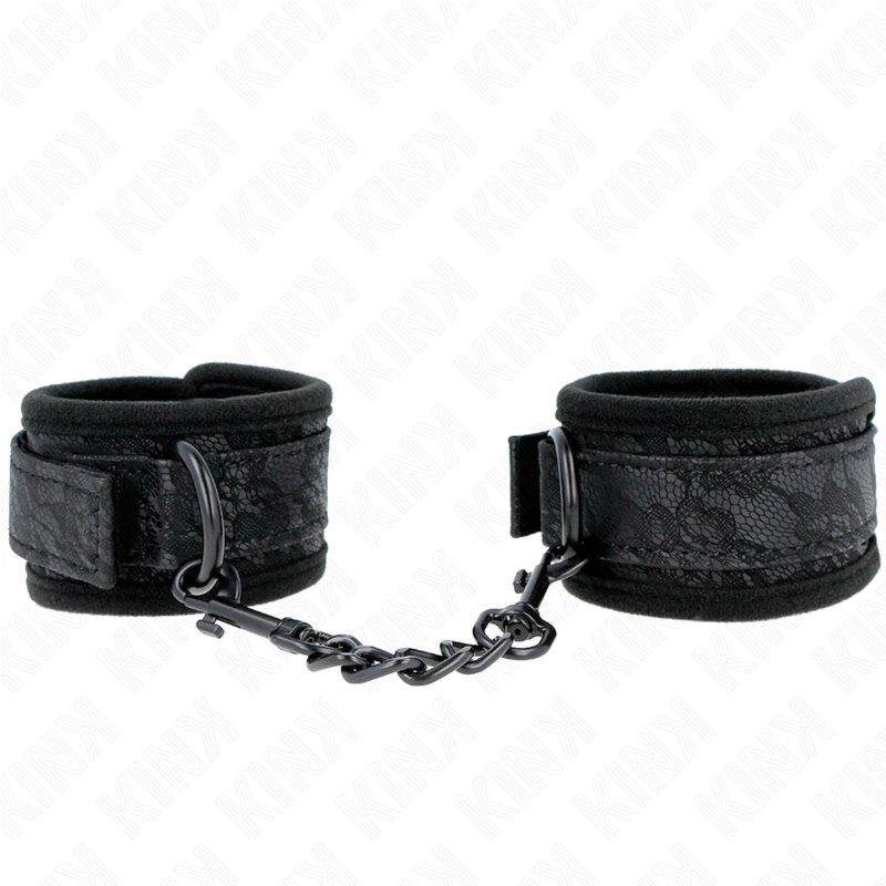 Dark Lace Neoprene Adjustable Wrist Cuffs Black 20-29cm x 5cm