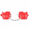 Adjustable Red Wrist Restraints with 3 D-Rings 17.5-25cm x 6cm