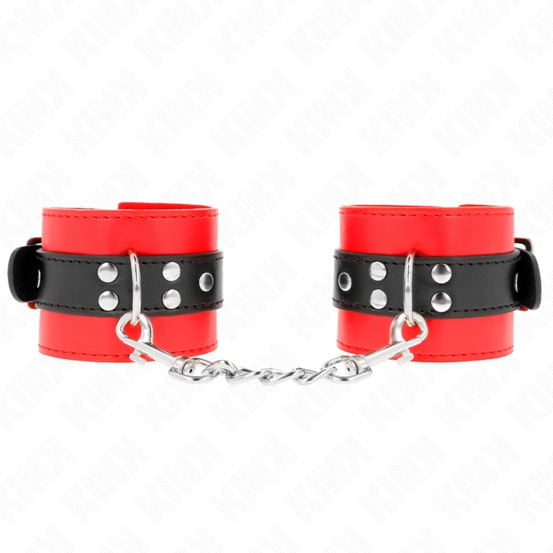 Adjustable Wrist Restraints Red-Black 17-28cm Secure Fit Padded Cuffs
