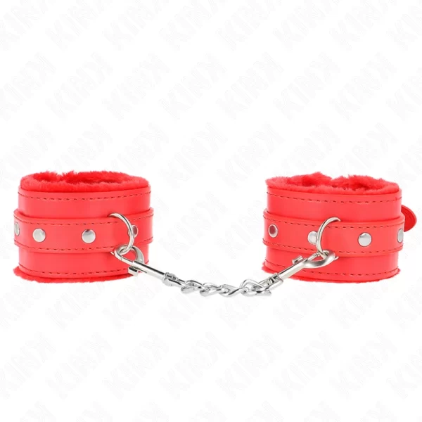 Premium Fur Lined Adjustable Wrist Restraints Red 17-29cm