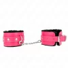 Premium Fur-Lined Adjustable Wrist Restraints Black/Raspberry Rose 17-29cm