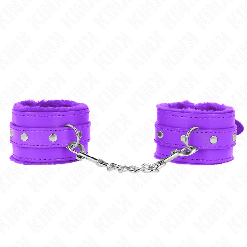 Premium Fur-Lined Adjustable Wrist Restraints Purple 17-29 cm