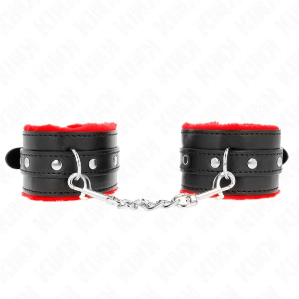 Premium Fur-Lined Adjustable Wrist Restraints Red-Black 17-29cm