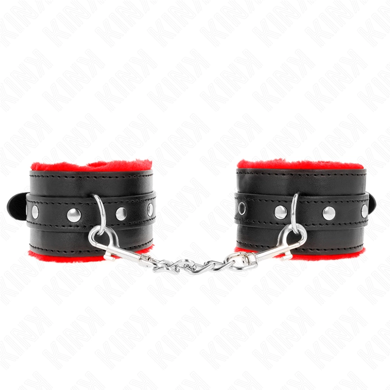 Premium Fur-Lined Adjustable Wrist Restraints Red-Black 17-29cm