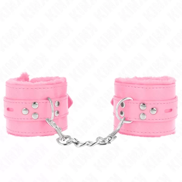 Fur-Lined Adjustable Wrist Restraints Pink 17-29cm x 6cm Comfort Fit