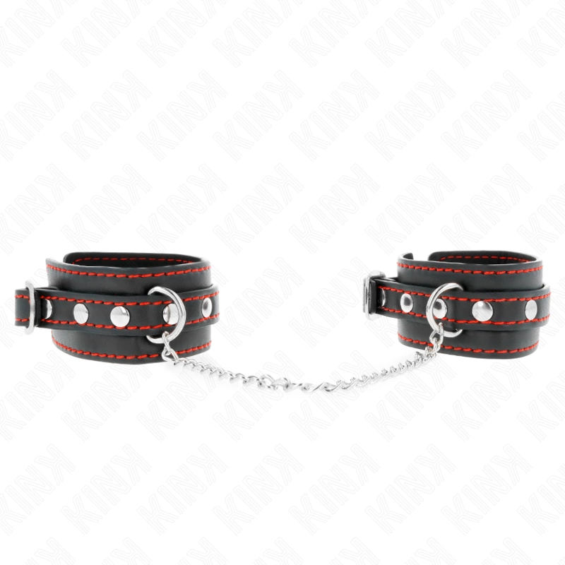 Adjustable Wrist Restraints Black-Red Lining 14-24cm x 3.5cm
