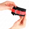 KINK Opaska na nadgarstki nylonowa czarna z czerwonÄ… skorÄ… 19-24 cm KINK Opaska na nadgarstki nylonowa czarna z czerwonÄ… skorÄ… 19-24 cm