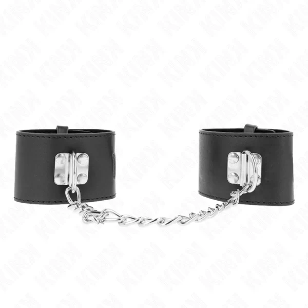 Adjustable Black Wrist Restraints with Chain and Padlock 30cm 16-23cm
