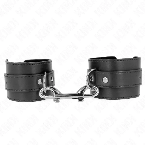 Adjustable Wrist Restraints Black Leather 17-28 cm Large Buckle