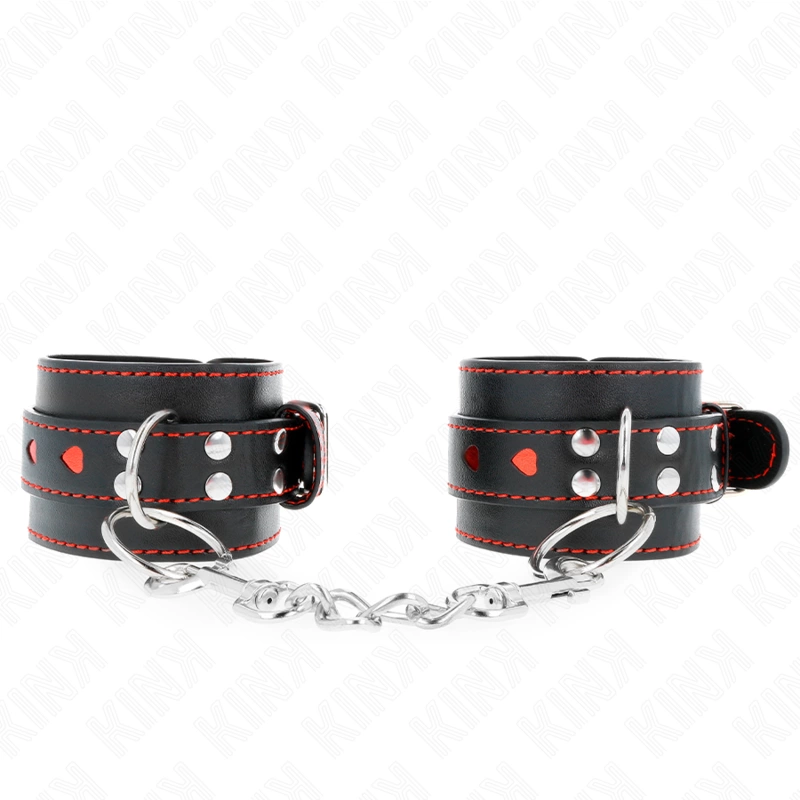 Adjustable Black Wrist Bands with Red Heart Accent 21-28cm x 5.5cm