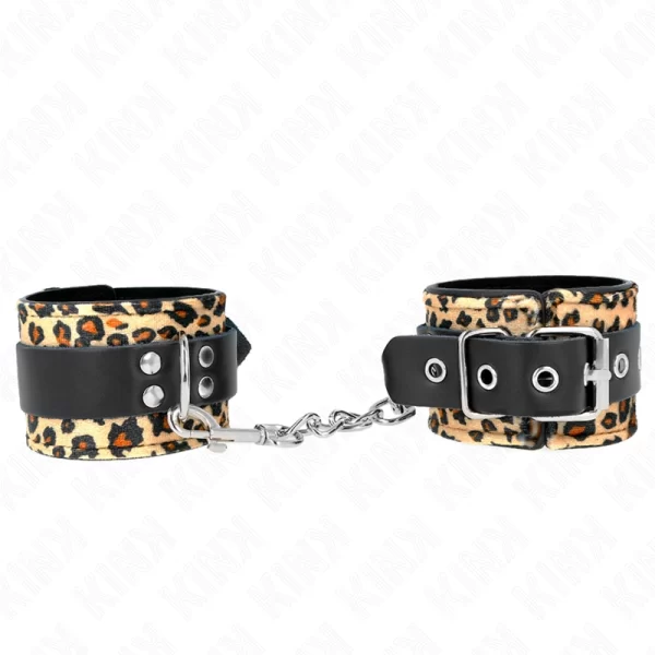Leopard Genuine Leather Adjustable Wrist Restraints 18-29 cm x 5.5 cm