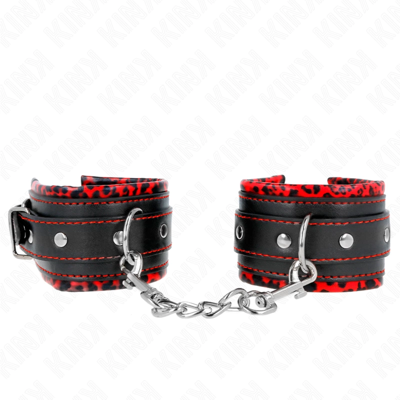 Fur-Lined Adjustable Wrist Restraints Red/Black 17-29cm x 6cm
