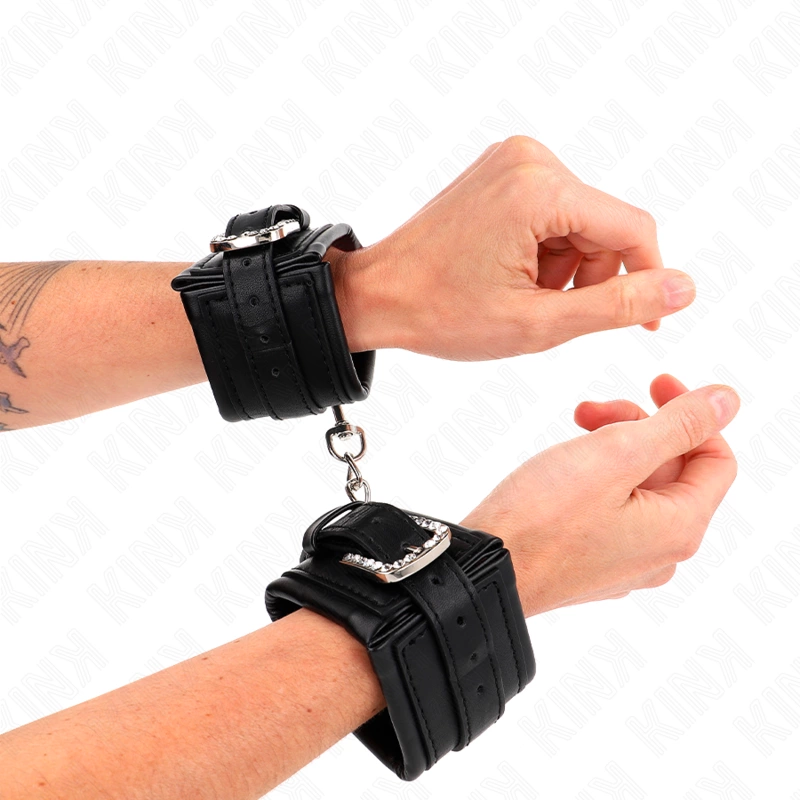 Rhinestone Buckle Adjustable Wrist Restraints Black 25-32cm x 5.5cm