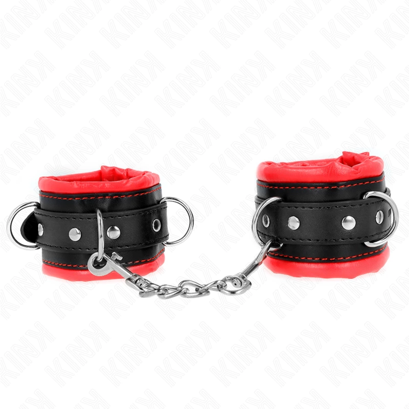 Heavy Wrist Restraints Red Fur Lining Adjustable 20-30cm x 6cm Heavy Wrist Restraints Red Fur Lining Adjustable 20-30cm x 6cm