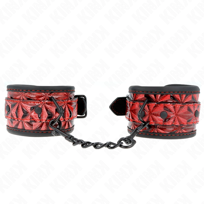 Diamond Pattern Adjustable Wrist Restraints Dark Red 17-26cm x 5.5cm