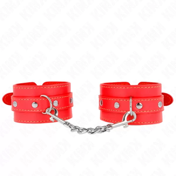 Adjustable Red Wrist Restraints 21-33 cm - Soft Lined Secure Cuffs