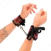 Scandal Wrist Restraints Red-Black Lace Adjustable 24.5x6.5cm - Anelma Scandal Wrist Restraints Red-Black Lace Adjustable 24.5x6.5cm